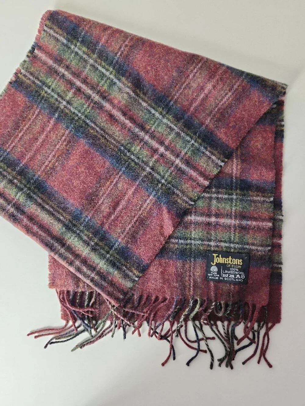Johnstons of Elgin 100% Lambswool Tartan Plaid Scarf withFringe Made in Scotland